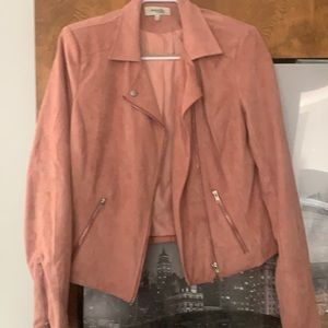 pink suede bomber jacket